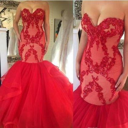 Red Sexy Sweetheart Prom Dresses Se..
