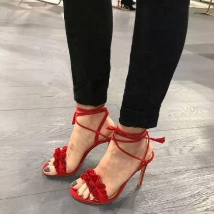 Red Summer Women Shoes for Wedding..