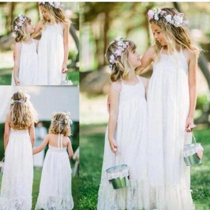 lace boho flower girl dress