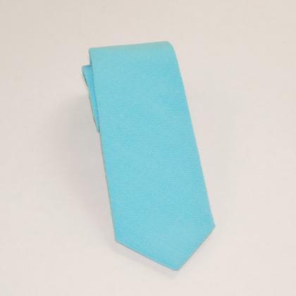 Turquoise blue linen necktie. Aqua ..