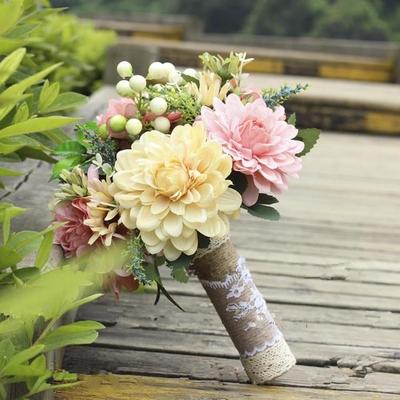 Handmade Flowers Colorful Pink Wedd..