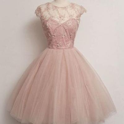 1950S Vintage Ball Gown Homecoming Dresses Crew Neck Beading Mini Short Cocktail Dress Party Gowns Prom Dress