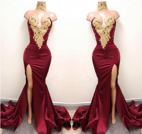 Sexy Dark Red Mermaid Prom Dresses Long ...