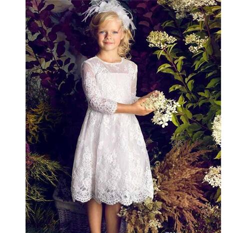long sleeve lace flower girl dress