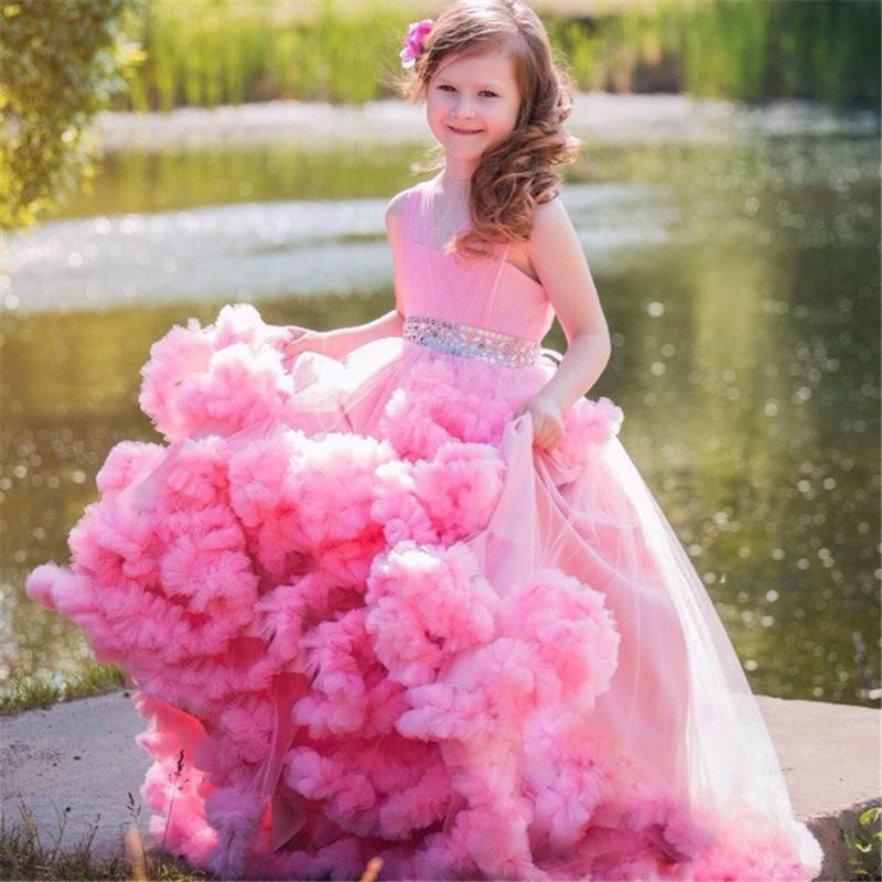 Flower Girl Dresses with Ruffled Train