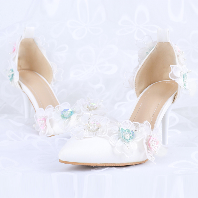 2019 White Luxury Bling Women Pumps 10cm High Heels Wedding Shoes Beaded Crystals Pointed Toe High Heel Cinderella