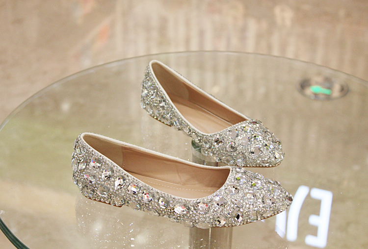 99 New White flat wedding shoes with bling for 