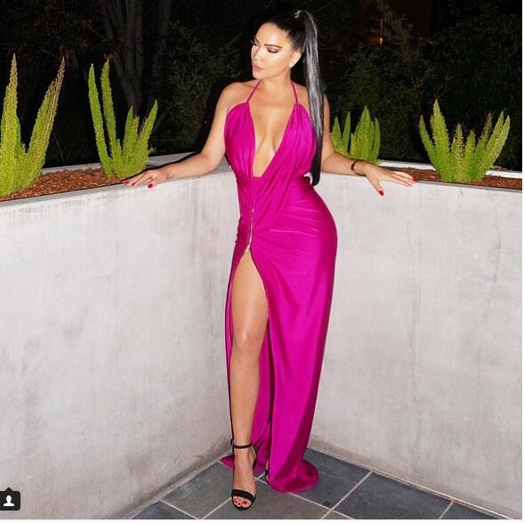 hot pink slit dress