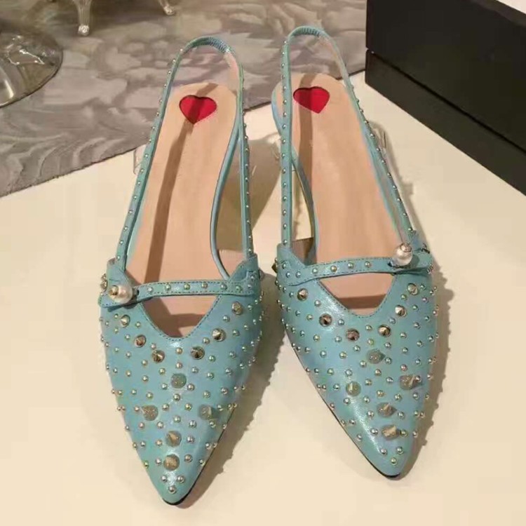 sky blue/green/black high heels rivet wedding shoes women genuine leather pointed toe shoes for weedding party evening