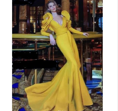 yellow dress with puffy sleeves