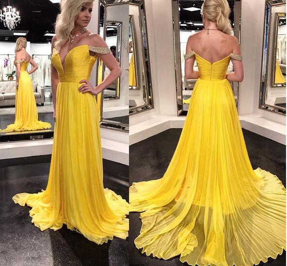 sexy yellow prom dresses