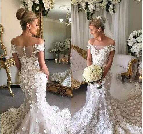 3d applique wedding dress