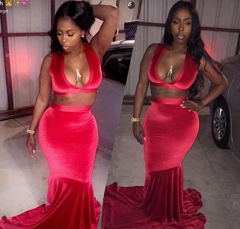 girls red prom dress