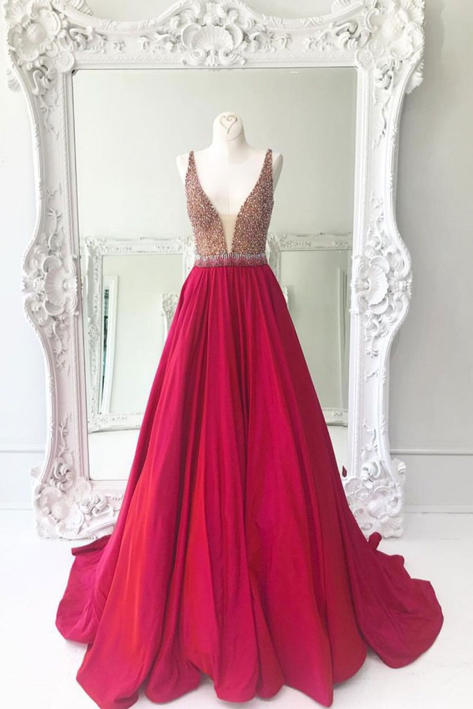 Sparkly Sequins Red Long Prom Dress Evening Dress
