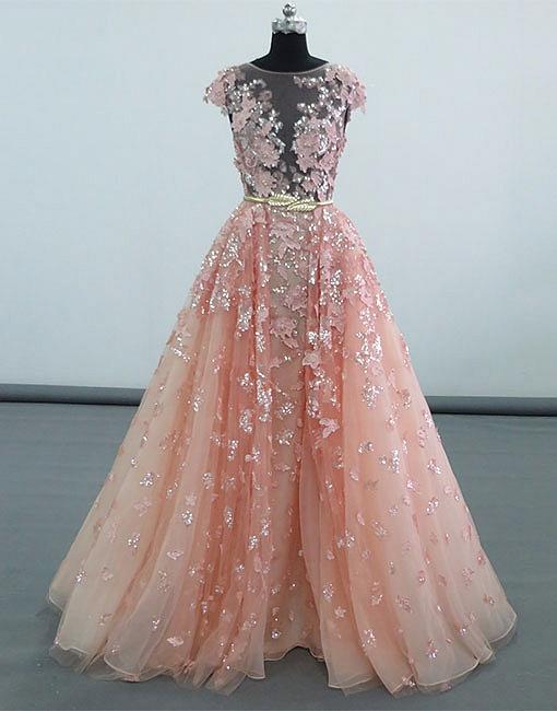 pink lace gown