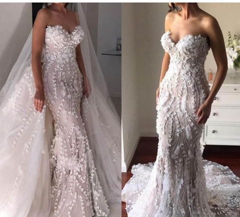 floral mermaid wedding dress