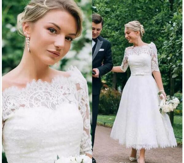 vintage tea length wedding dresses