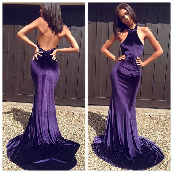 purple mermaid evening gown