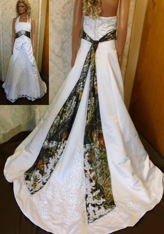 2016 A Line Camo Strapless Wedding Dresses Camouflage Appliques