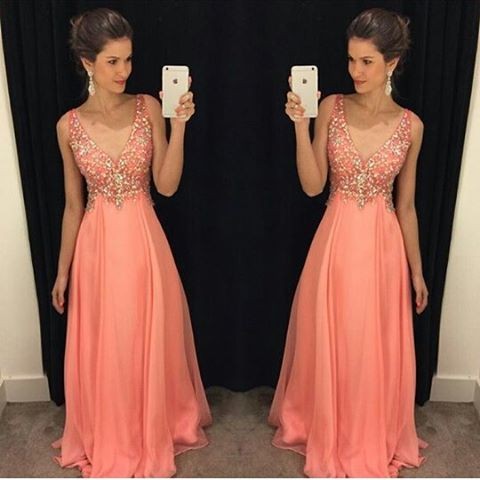 peach color formal dress