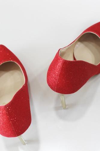 Red Crystal Pointed-Toe High Heel Stilettos 