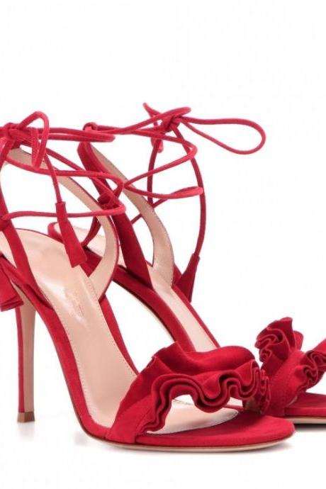  Red Summer Women Shoes for Wedding Bridal Shoes Unique Pump Heels for Evening Prom Party Shoes