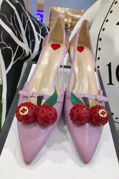2019 pink high heels wedding shoes women genuine leather pointed toe shoes for weedding party evening