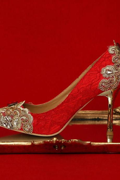red and gold heels for prom