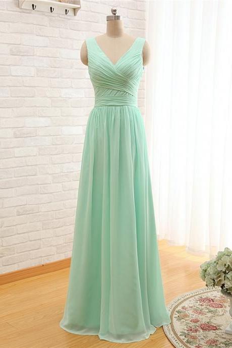 2020 Long Cheap Mint Green Bridesmaid Dresses Floor Length Chiffon a-Line Vestido De Madrinha De Casamento Longo