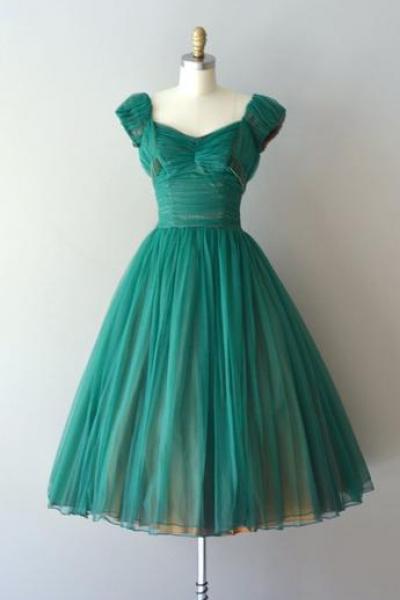 1950S Vintage Prom Party Gowns 2020 Green Ruched Bodice Mini Short Homecoming Party Dress
