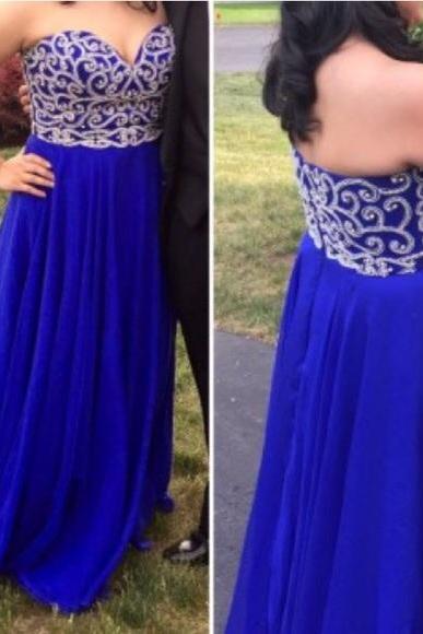 Red Sexy A Line Scoop Long Split Chiffon Beading Prom Dresses main image 0