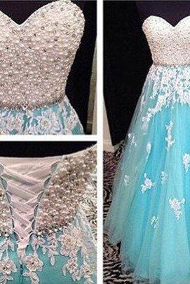 Blue prom Dress,A-line Prom Dresses, prom Dress,Charming tulle prom dress,Party dress
