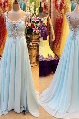 Blue prom Dress,Charming Prom Dresses, prom Dress,Chiffon prom dress,Evening dress