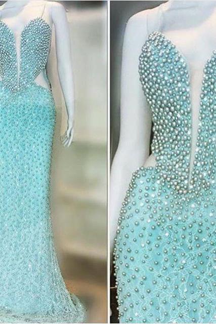 2017 Pearls Evening Dresses Mermaid With Sweertheart Cut out Sexy Prom Dress Cheap Women Dress Summer