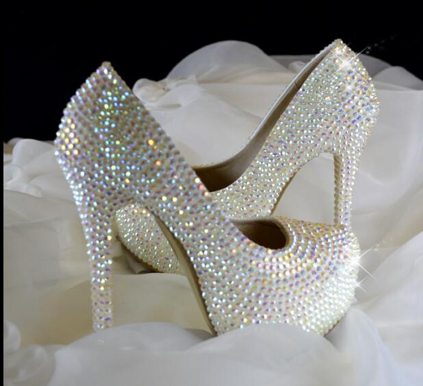 white bling heels