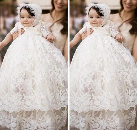 long sleeve lace christening dress